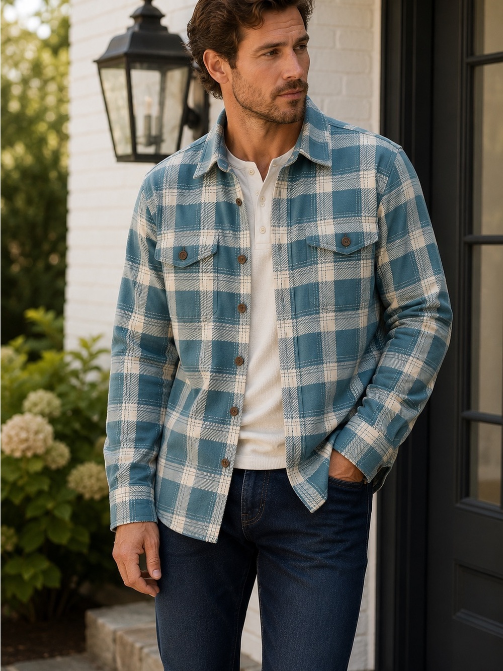 J.Crew Men’s Brushed Plaid Button Front Shirt - Size M